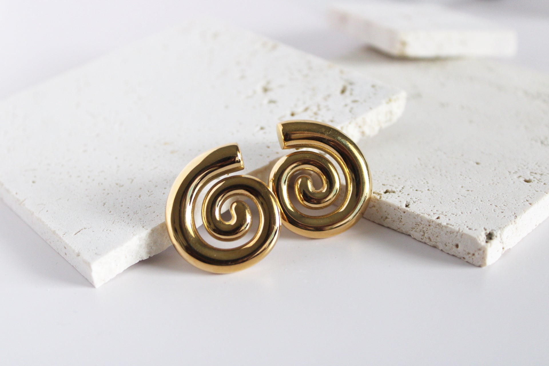 Spiral Gold Stud Earrings