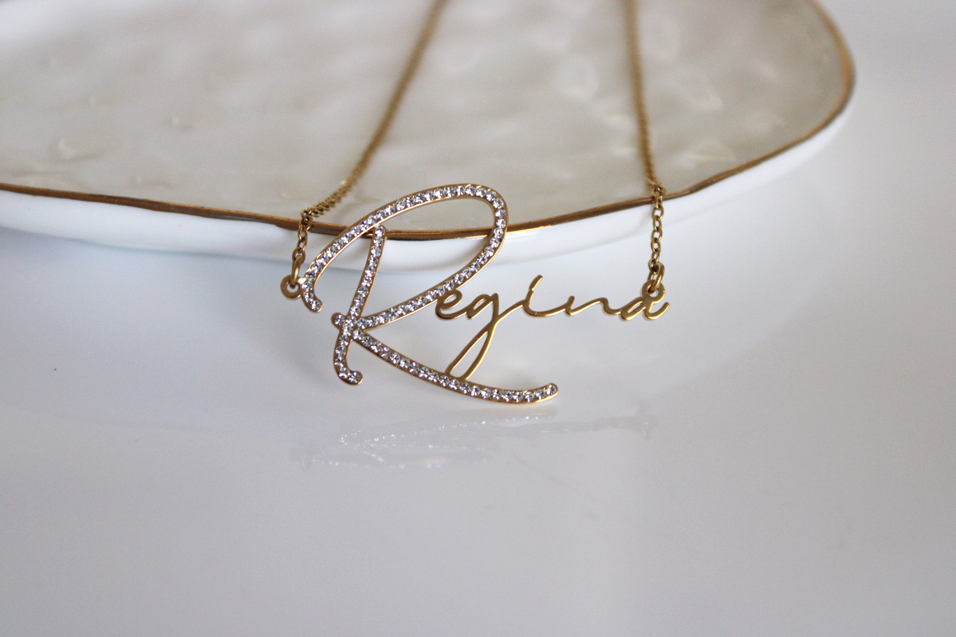 Pave Letter Script Name Necklace