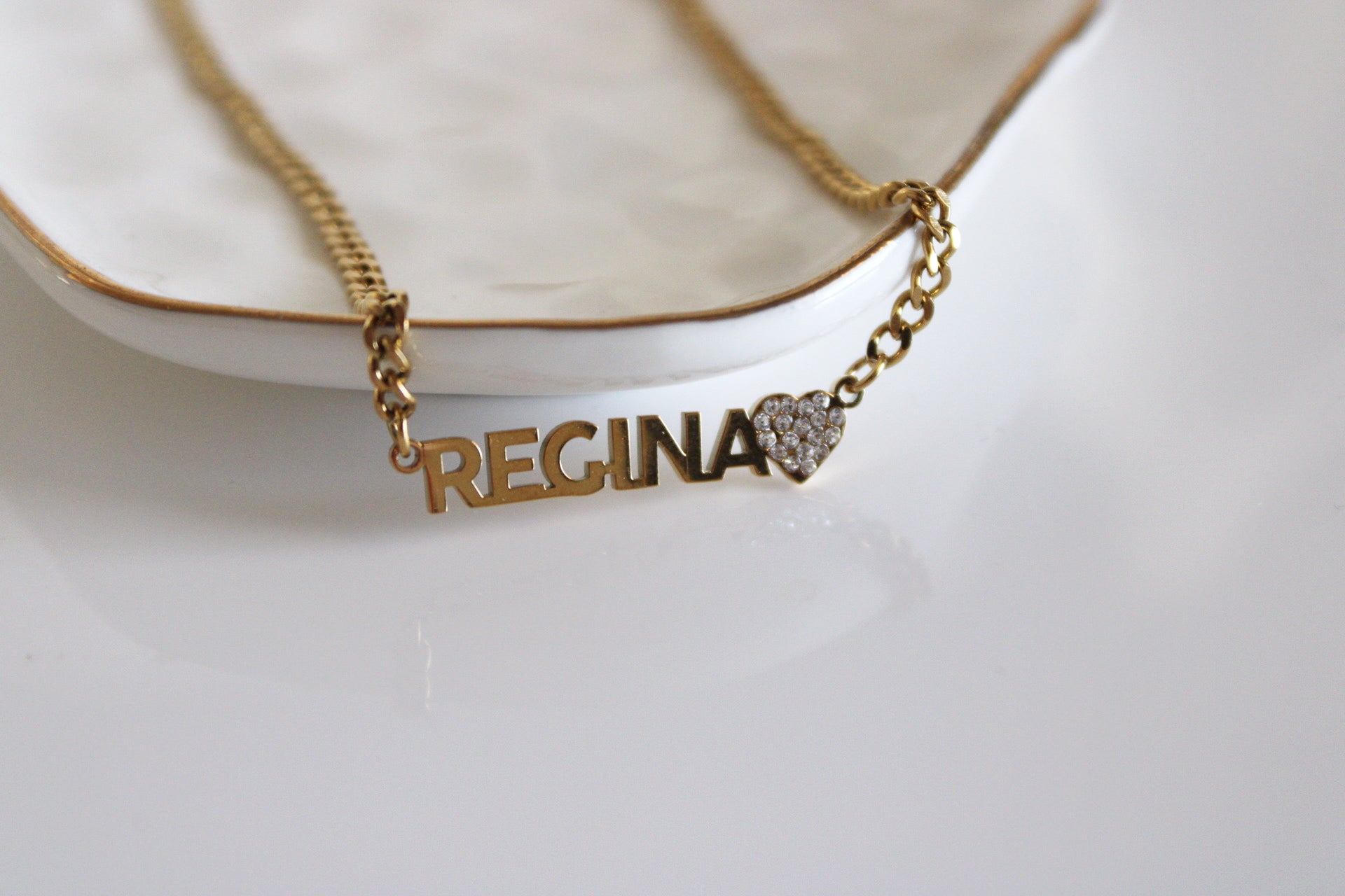 Name Necklace w/ Bling Heart
