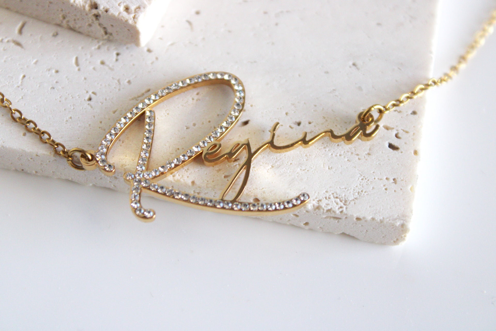 Pave Letter Script Name Necklace