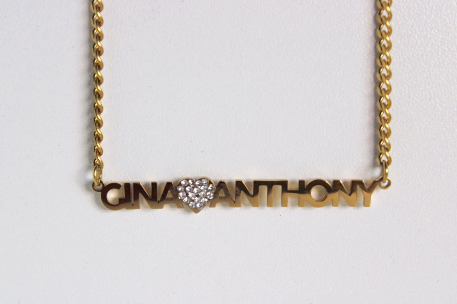 Couples Name Necklace w/ Bling Heart