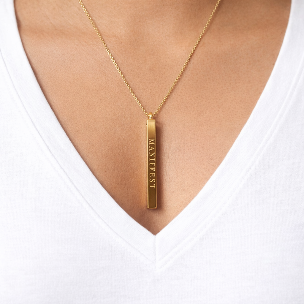 Manifest Bar Necklace | Gold