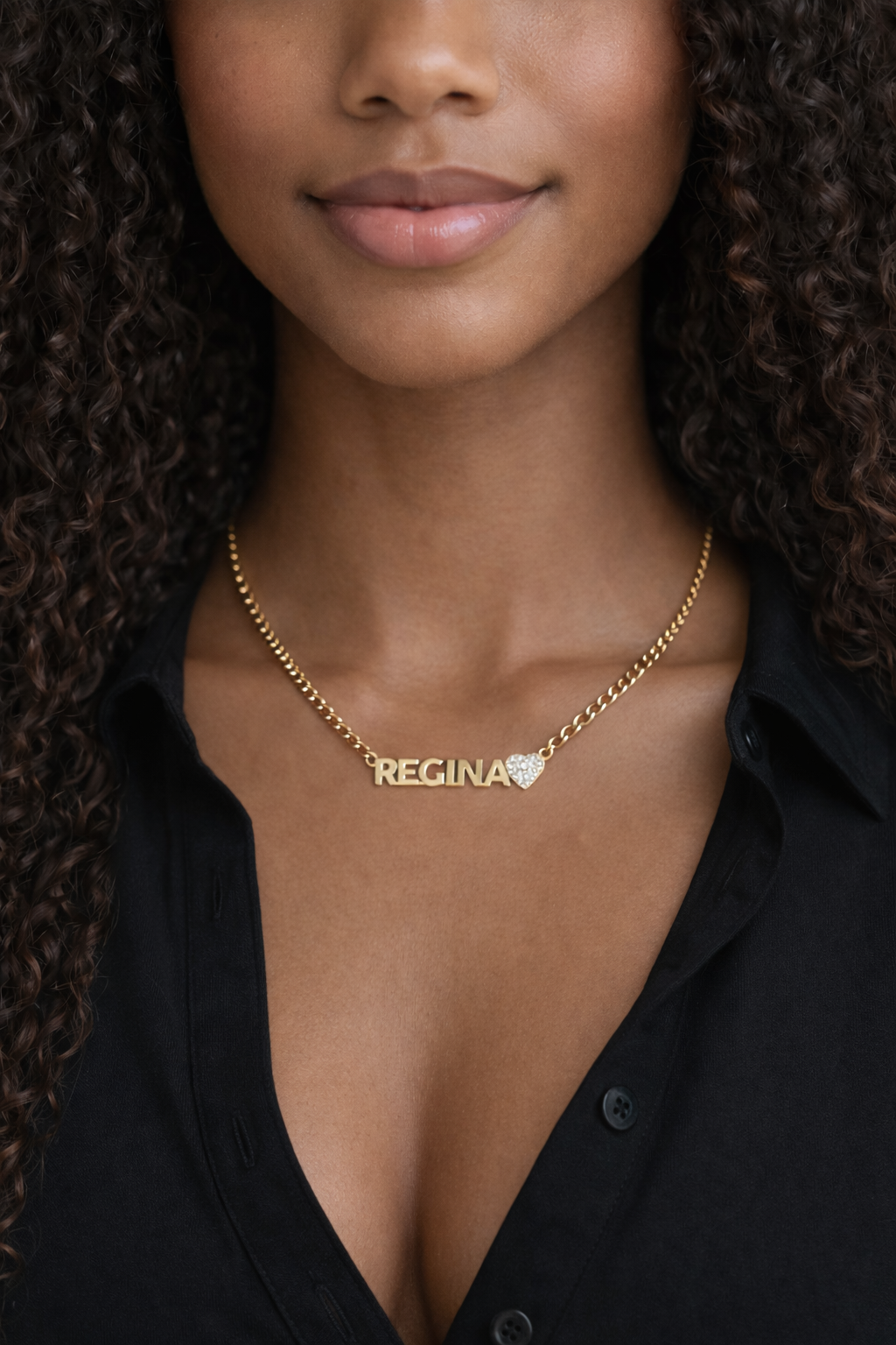 Name Necklace w/ Bling Heart