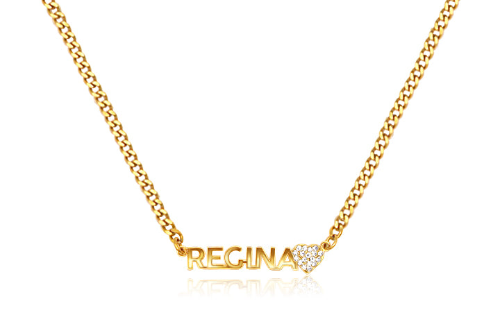 Name Necklace w/ Bling Heart