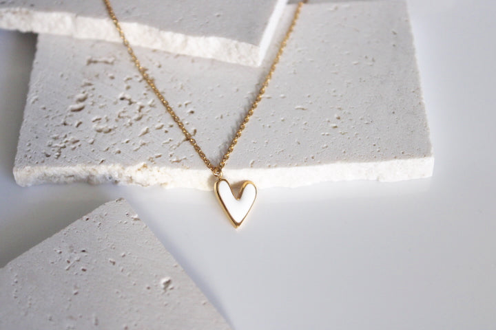 White Heart Pendant Necklace