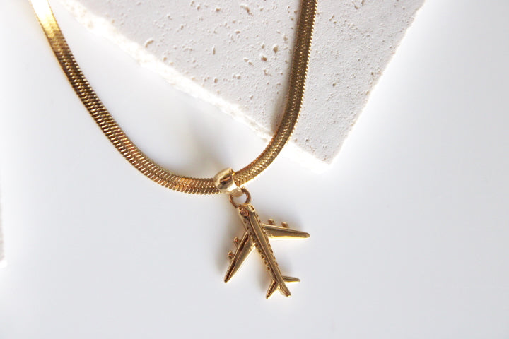 First Class | Gold Airplane Necklace