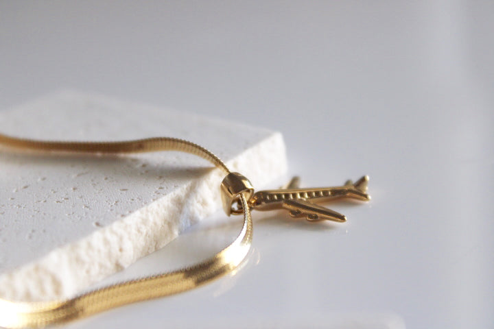 First Class | Gold Airplane Necklace