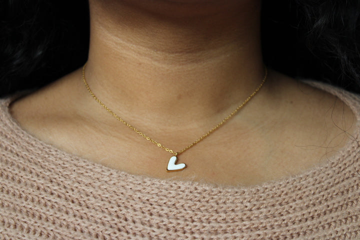 White Heart Pendant Necklace