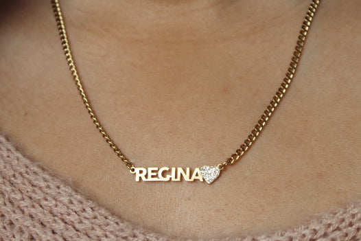 Name Necklace w/ Bling Heart