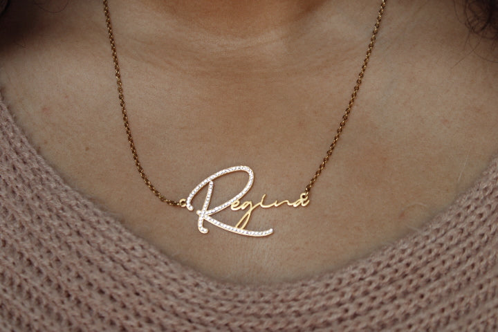 Pave Letter Script Name Necklace