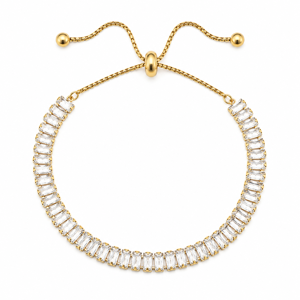 Adjustable Diamond Cut Tennis Bracelet | Gold