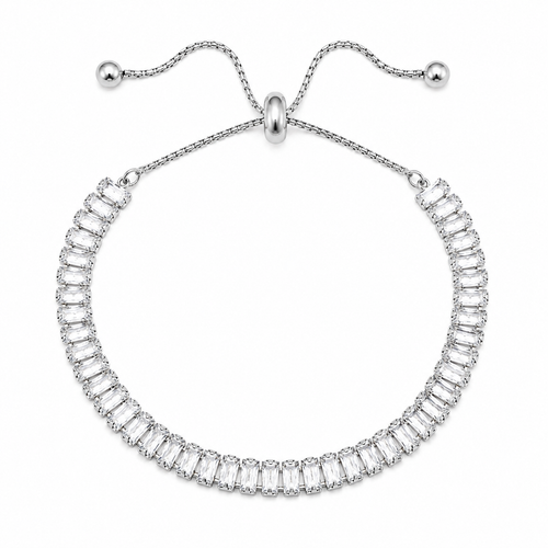 Adjustable Diamond Cut Tennis Bracelet | Silver