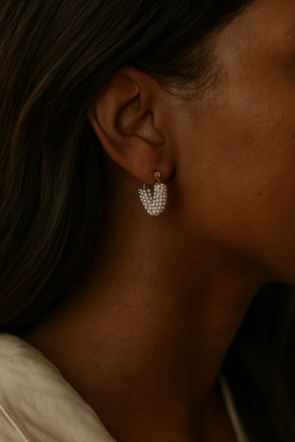 Pearl Heart Mini Earrings